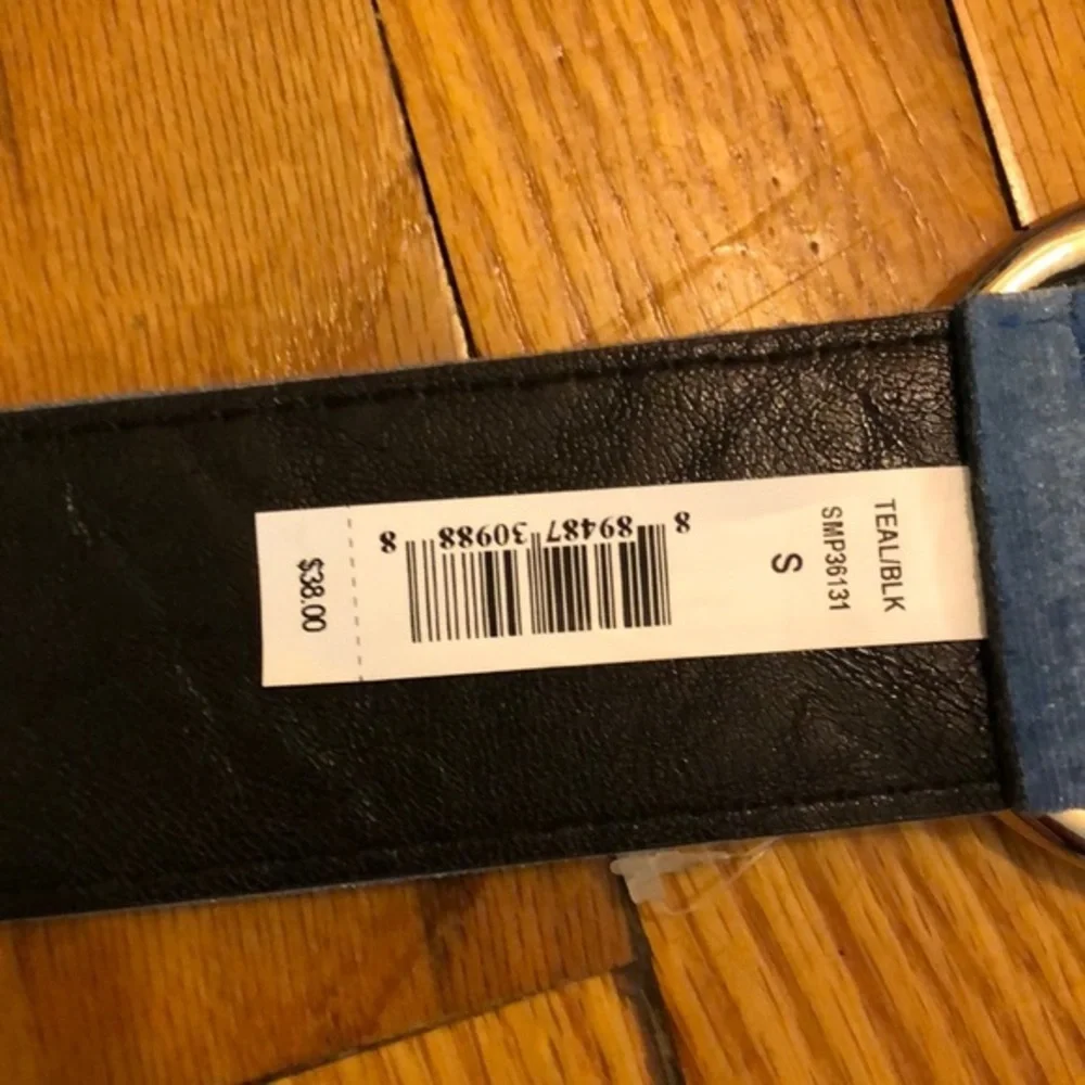 Steve Madden Belt- Teal Velour/‎ Black Reversible